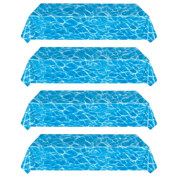 4 Pack Wave Water Pattern Tablecloth Plastic Cloths for Parties Disposable Ocean Waves Ornament Tablecloths under The Sea