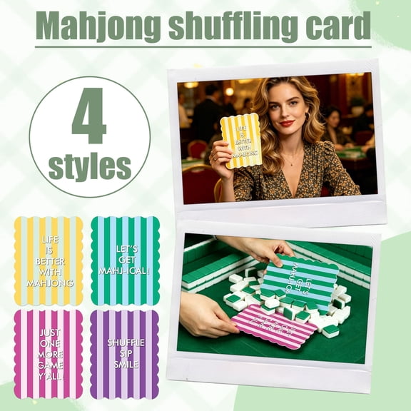 4 Pack Wavy Edge Mahjong Shuffling Cards, Plastic Tile Sorting Tools 1713cm for Home Party Beginner Mahjong Supplies