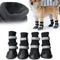 thumbnail image 1 of 4-Pack All Weather Dog Boots, Reflective Waterproof Pet Shoes with Non-Slip Sole & Adjustable Straps, for Small Medium Large Dogs, Black/Red/Blue, Black, 1 of 9