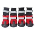 thumbnail image 1 of 4-Pack All Weather Dog Boots, Reflective Waterproof Pet Shoes with Non-Slip Sole & Adjustable Straps, for Small Medium Large Dogs, Black/Red/Blue, Red, 1 of 9