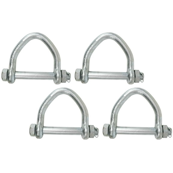 (4 Pack) Web Sling Shackle - 6" w/ Quick Pin, 23,500 lbs WLL, White Blue Zinc, for Recovery Straps, Auto Hauling, Towing