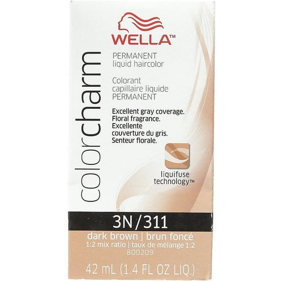 4 Pack - Wella COLOR CHARM, HAIR COLOR Liquid Haircolor 3n/311 Dark Brown, 1.4 oz