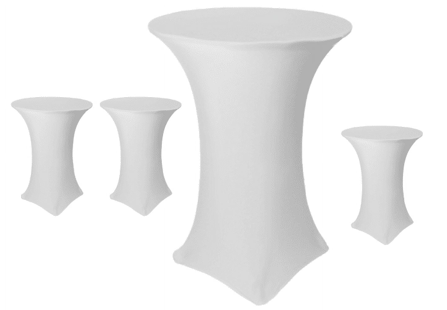 White Stretch Fit Round Spandex Cocktail Table Covers, 30" Diameter