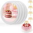 thumbnail image 1 of 4 Pack White Cake Boards, 10 Inch Round Cake Drum Base, 1/4 Inch Thick Smooth Edges Cake Cardboard for Birthday Wedding Party, 1 of 8