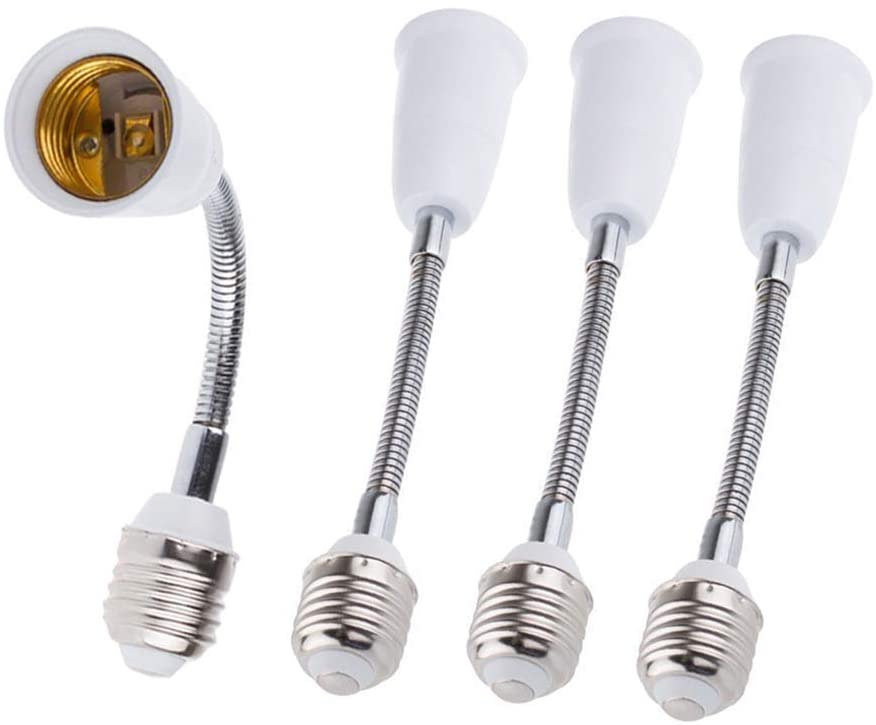 IKefe 4 Pezzi Adattatore Prolunga Per Portalampada E26/E27 - Pieghevole 180° E Rotante 360°