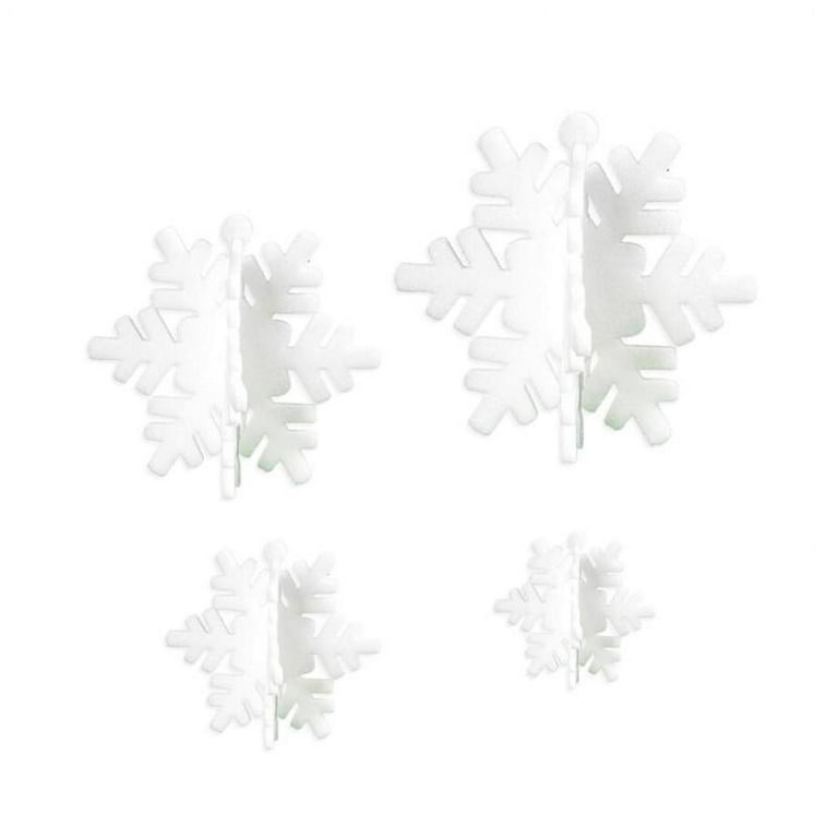 4 Pack White Foam 3D Snowflakes Pendant Window Clings Decals