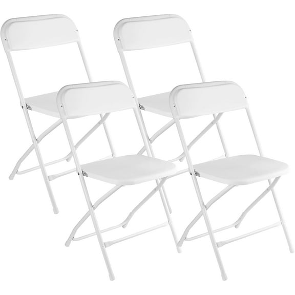 4 Pack White Folding Chairs, Portable Stackable Commercial Foldable Chair,Indoor Outdoor Plastic Folding Chair for Events/Office/Home/Wedding/Party, 400lbs Capacity