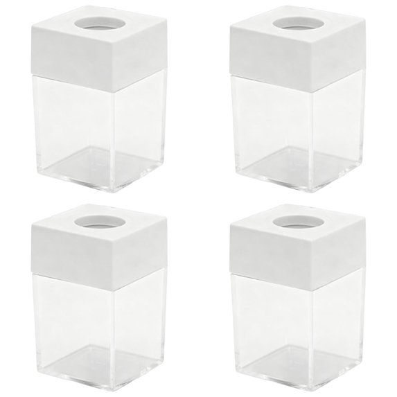4 Pack White Magnetic Paper Clip Holder Dispenser Desk Organizer Set Magnetic Lid Clip Storage Box for Office School Home Desk Supplies Organization
