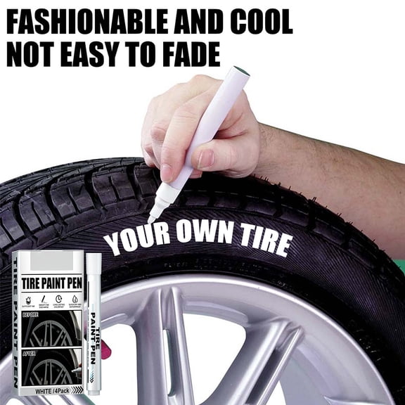 4 Pack White Marker Pen Tire Paint Marker Pen Waterproof Oil Based Car Tire Graffiti Tracing Pen for Auto Rubber Tyre Tread