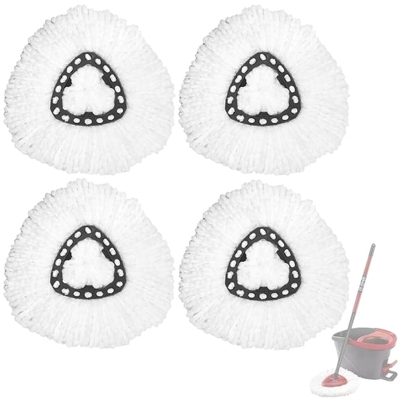 4 Pack Spin Mop Head Replacement - Compatible with O Cedar EasyWring System, Reusable Microfiber Refill, Long-Lasting & Easy Cleaning
