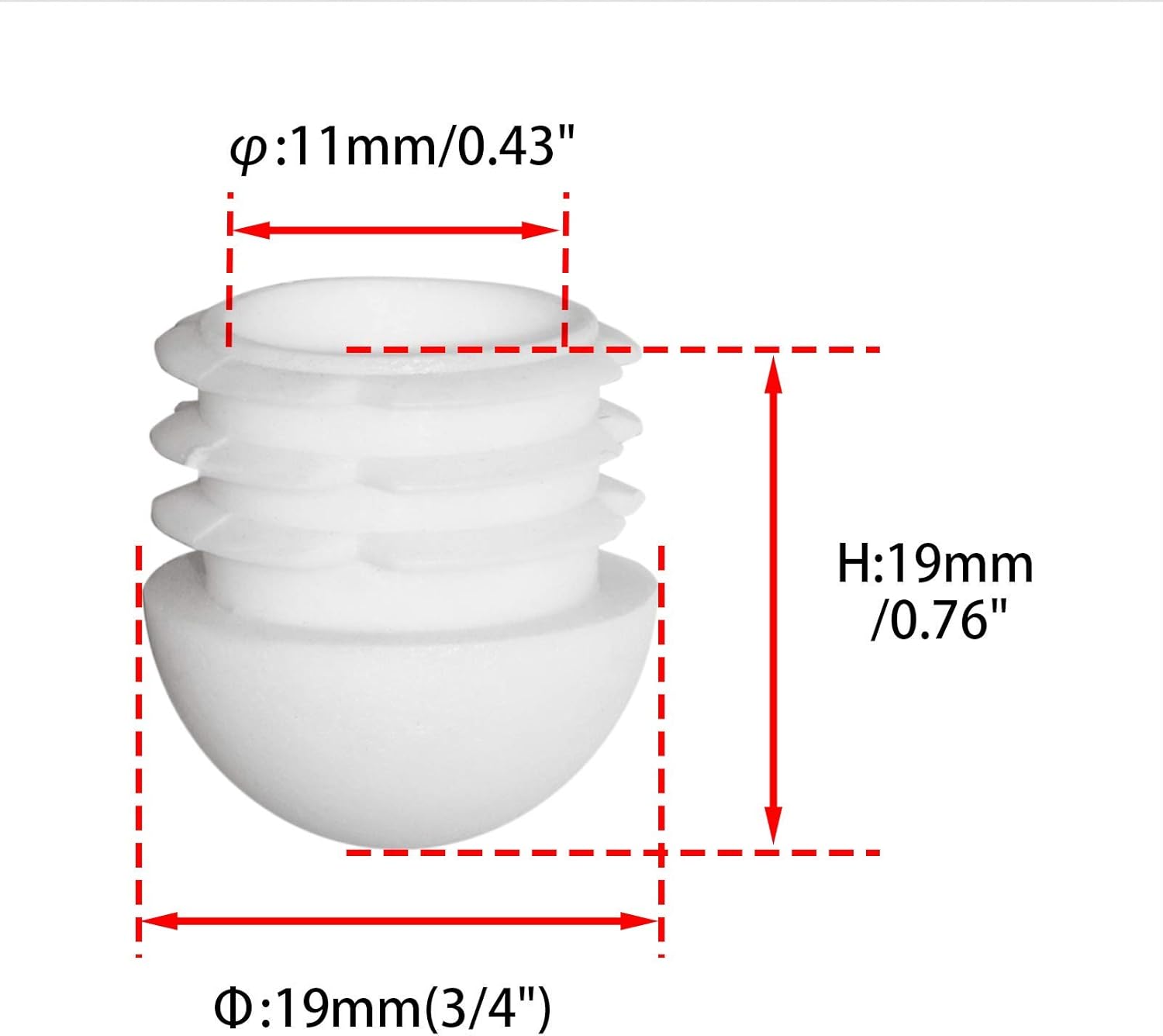 4 Pack White Plastic End Caps Round Tubing Hole Plugs Inserts Furniture