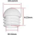4 Pack White Plastic End Caps Round Tubing Hole Plugs Inserts Furniture