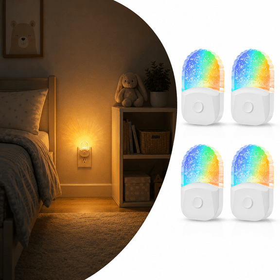 4-Pack White RGB & Warm White Acrylic Night Light with Memory
