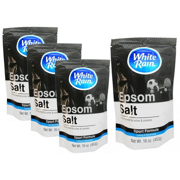 4 Pack - White Rain Epsom Salt Sport Formula, Soothing Relief for Aches & Soreness, Calming & Rejuvenating, 1 Pound