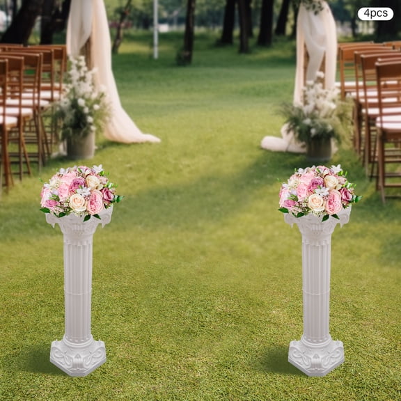 4-Pack White Roman Pillars - European Style Decorative Columns for Weddings, Parties & Floral Displays - Stable, Lightweight, and Easy to Clean