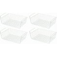 thumbnail image 1 of 4 Pack White Under Shelf Wire Basket Hanging Storage Baskets, Under Cabinet Add-on Storage Racks Slide-in Baskets Organizer for Kitchen Pantry Desk Bookshelf, 1 of 5