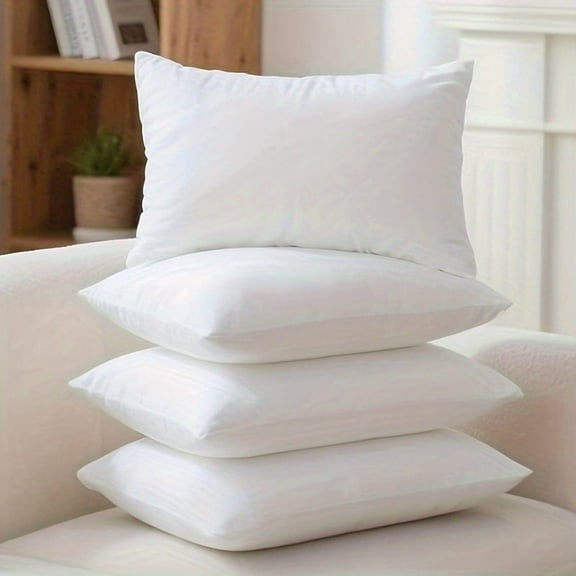 4-Pack White Square Throw Pillow Inserts for Sofa, Couch and Bed