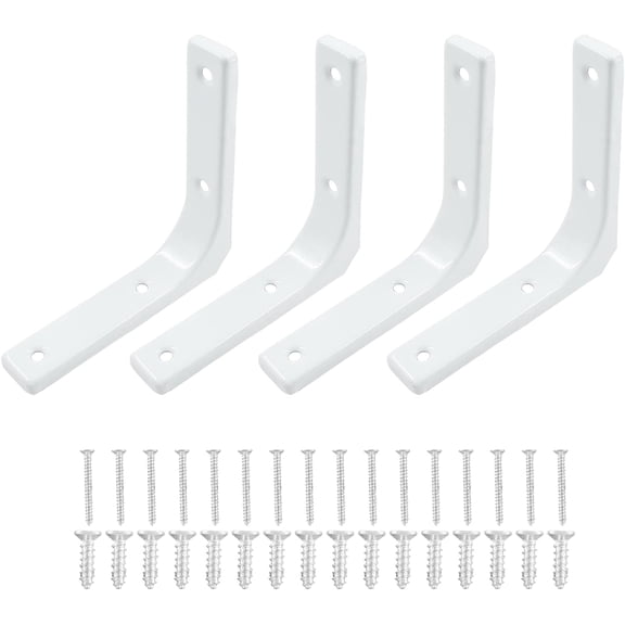 4 Pack White Wall Shelf Bracket 4 Inch Shelf Bracket, Heavy Duty Shelf Support Decor Shelf Bracket