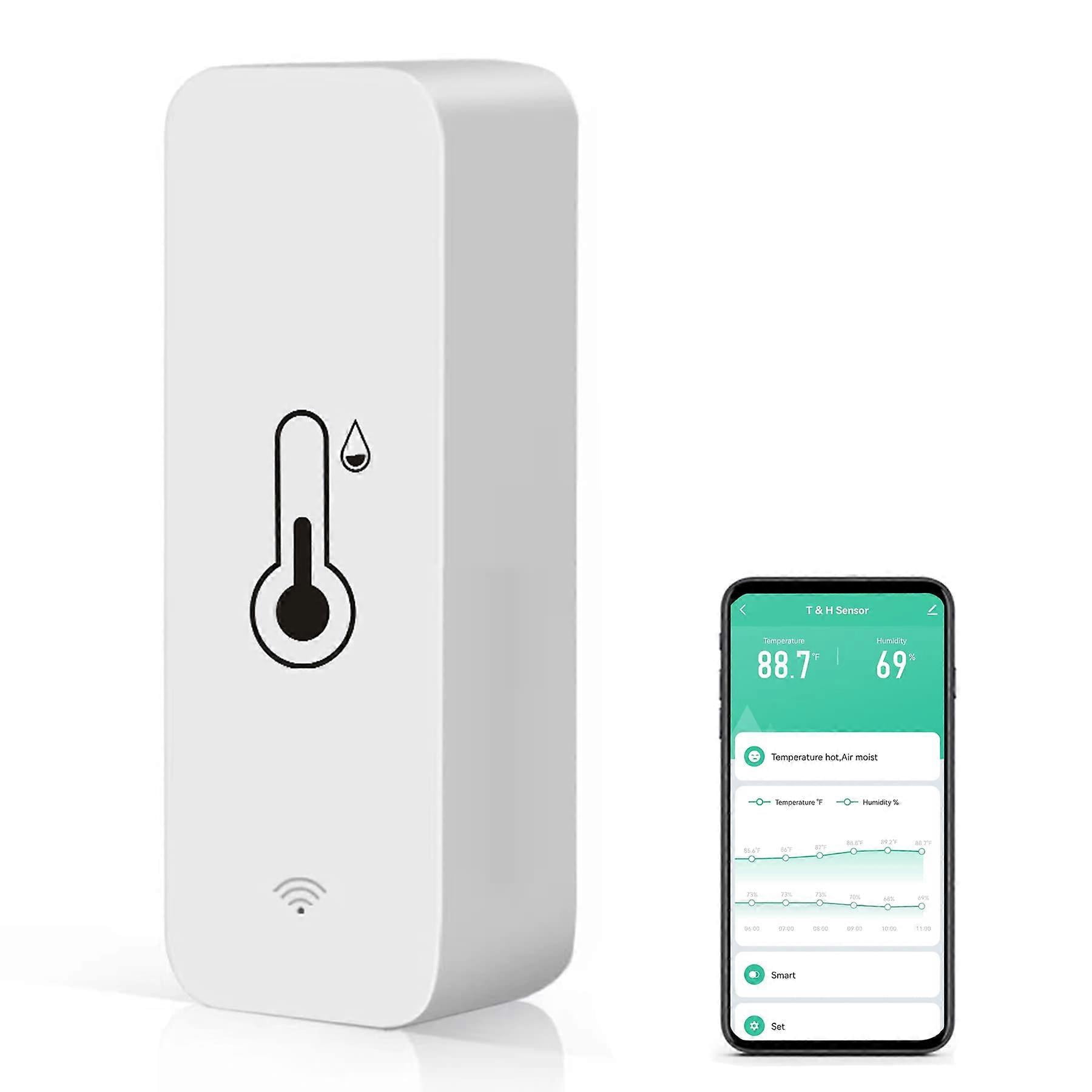 4 Pack WiFi Temperature Humidity Sensor for Indoor Pet Monitoring Greenhouse Conditions Smart App Compatible