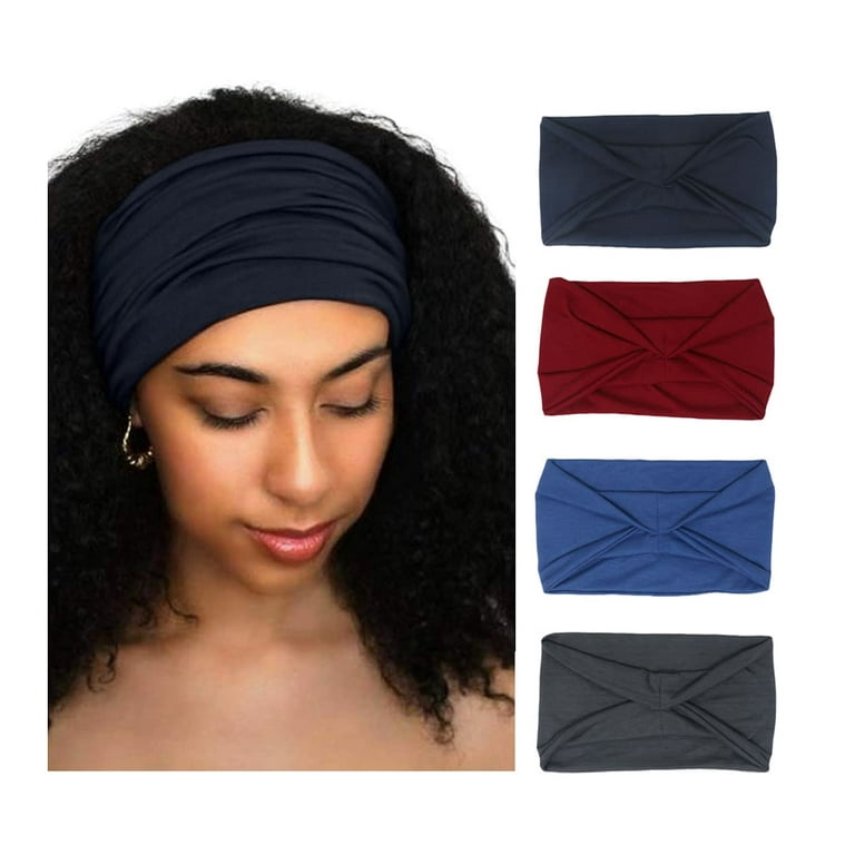4 Pack Wide Headbands for Women Large Stretchy Headband for Wigs Yoga Sport Workout Running Series6