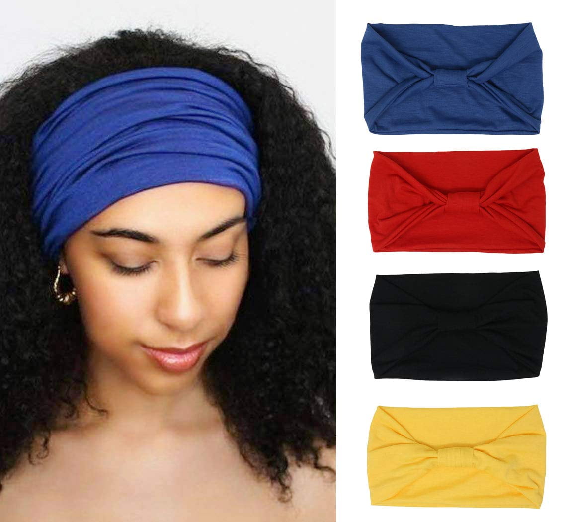 4 Pack Headbands Wide Hairbands Stylish Head Wraps Elastic Head Scarf for  Women and Girls Series3 