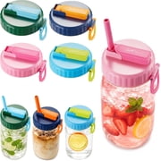 4 Pack Wide Mouth Mason Jar Lids with Straw, Leak-Proof Covers for Drinking or Storage, Fits Ball & Kerr Mason Jars