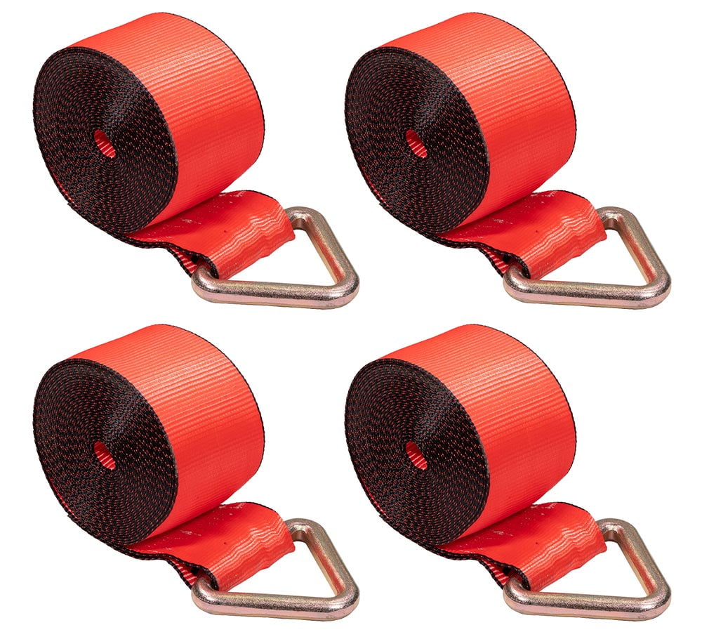 Falcon Cargo 10PK Winch Straps - 4x30 FT, 5400LB WLL, Flat Hooks For Flatbed Trailer & Truck Tie-Downs