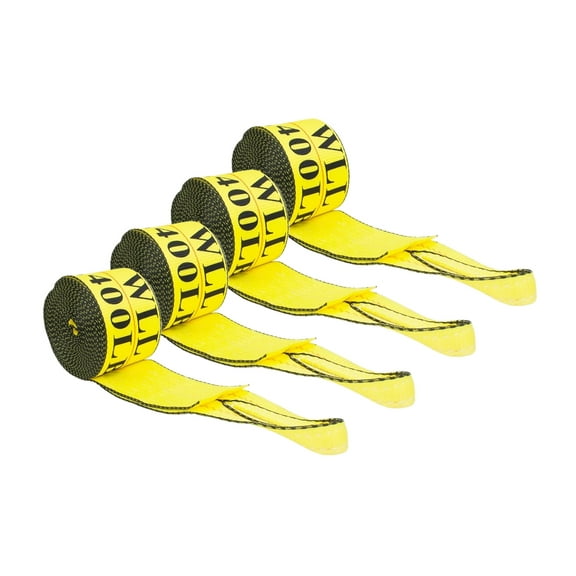 (4 Pack) Winch Straps 4" x 30' Yellow Heavy Duty Tie Down w/ Sewn Loop WLL 5400 lbs | 4 Inch Cargo Control for Flatbed Truck Utility Trailer