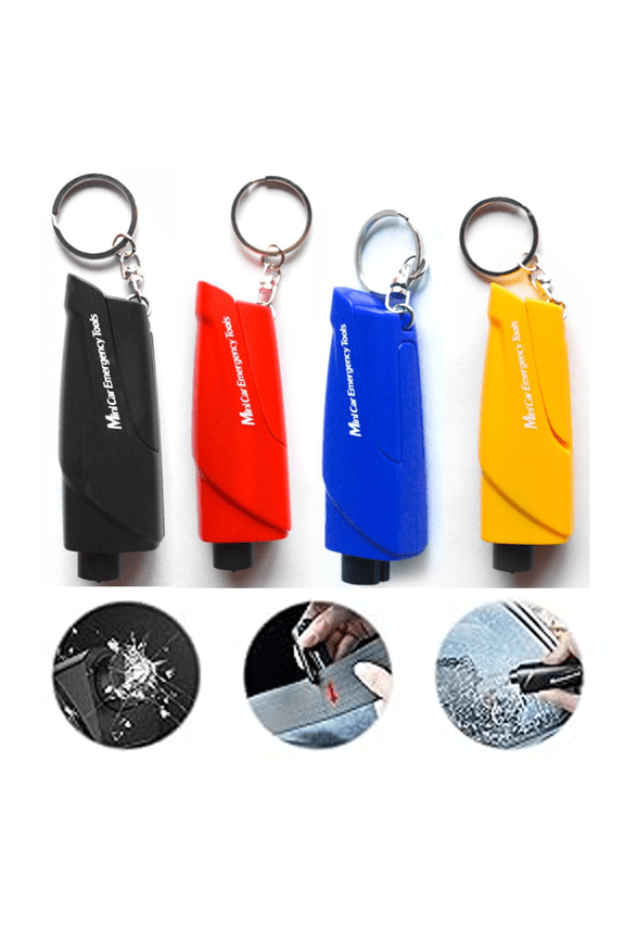 4 Pack Window Breaker Seatbelt Cutter, Mini Glass Breaker, Car Escape Tool for Land and Underwater,Keychain Car Emergency Tool