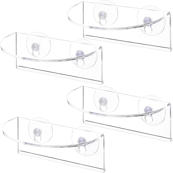 4 Pack Window Plant Floating Shelf, Suction Cup Shelf for Fish Tank, Acrylic Ledge Plants Holder Window Sill Extender for Indoor Plants, Micro Greens, Succulents, Herb Pots (Semicircular)