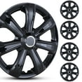 thumbnail image 1 of (4-Pack) Winjet 14 inch Universal Wheel Covers Snap on Hubcaps Full Hub Caps Fit R15 Tire & Steel Rim - Black Lacquer, 1 of 12