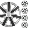 thumbnail image 1 of (4-Pack) Winjet 15 inch Universal Silver&Black Wheel Covers Snap on Hub Caps Fit R15 Tire + Steel Rim, 1 of 10