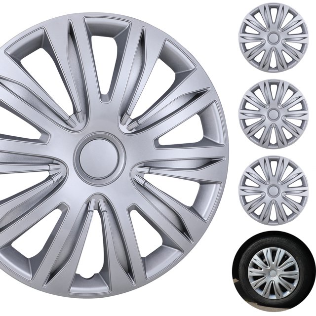 (4Pack) Winjet 16 Inch Universal Wheel Covers Snap On Hubcaps Full Hub