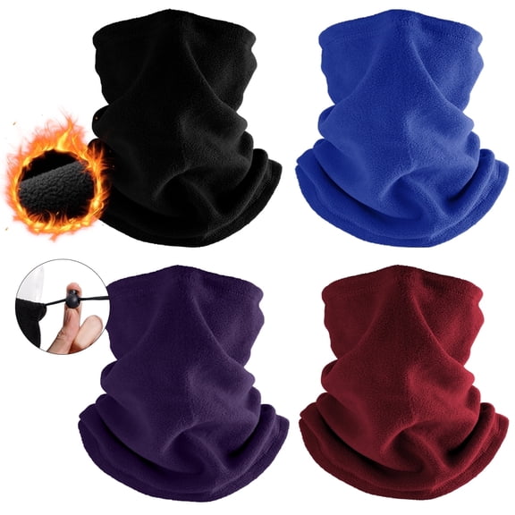4 Pack Winter Neck Warmer Neck Gaiter Windproof Balaclava Face Ski Mask, Black&Royablue&Winered&Purple
