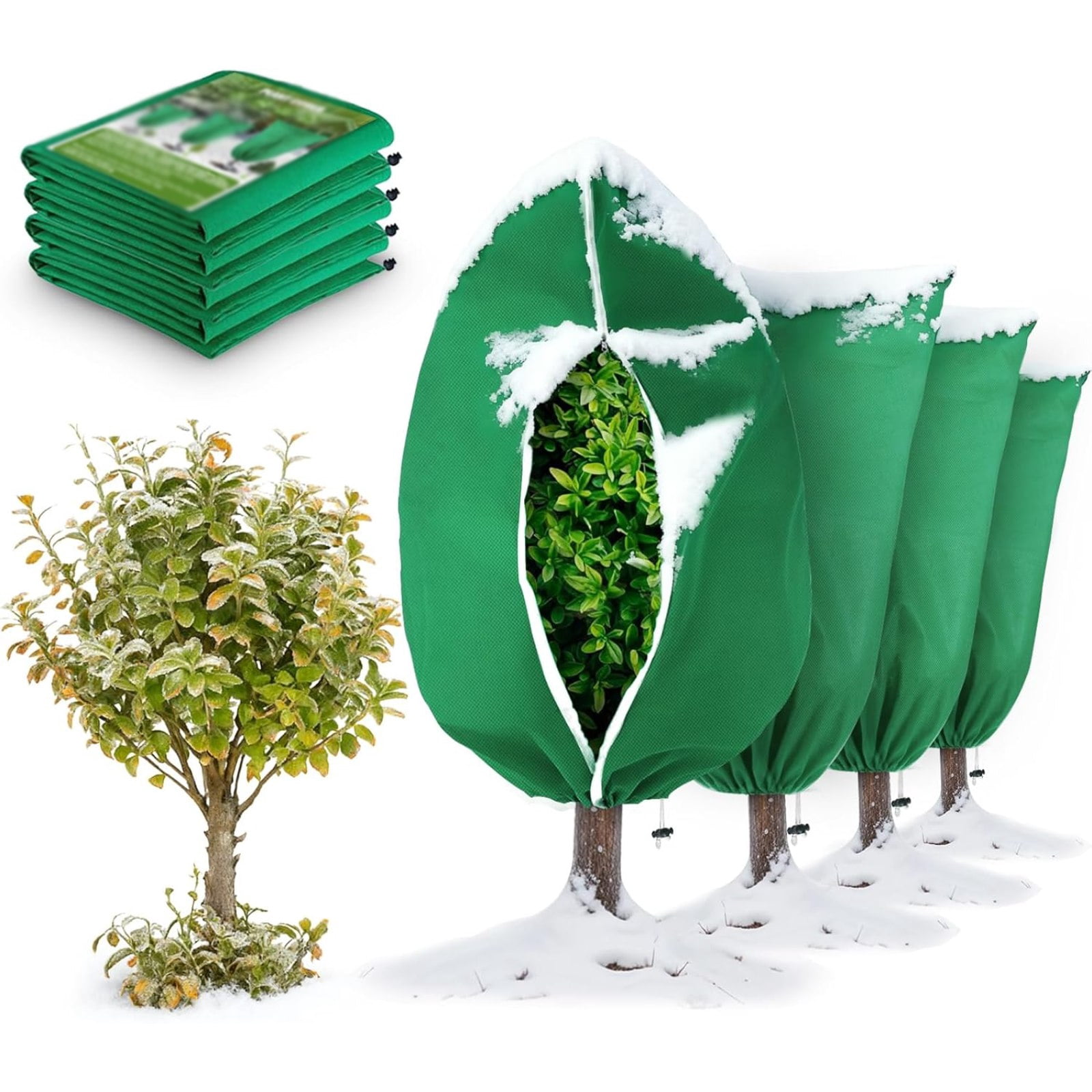 4-Pack Winter Plant Covers Freeze Protection, Frost Blankets for ...
