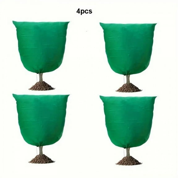 4 Pack Winter Plant Covers Freeze Protection GreenFrostBlanketsWith Zipper Drawstring For Outdoor Potted Shrub Tree Cold Weather