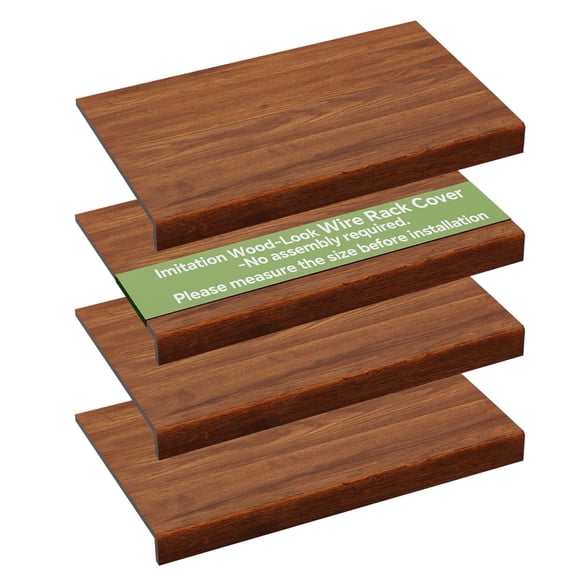 4 Pack Wire Rack Covers, 24x12" Faux Wood Shelf, Waterproof Wood-Grain Wire Shelving Toppers for Kitchen & Closet Pantry, Brown
