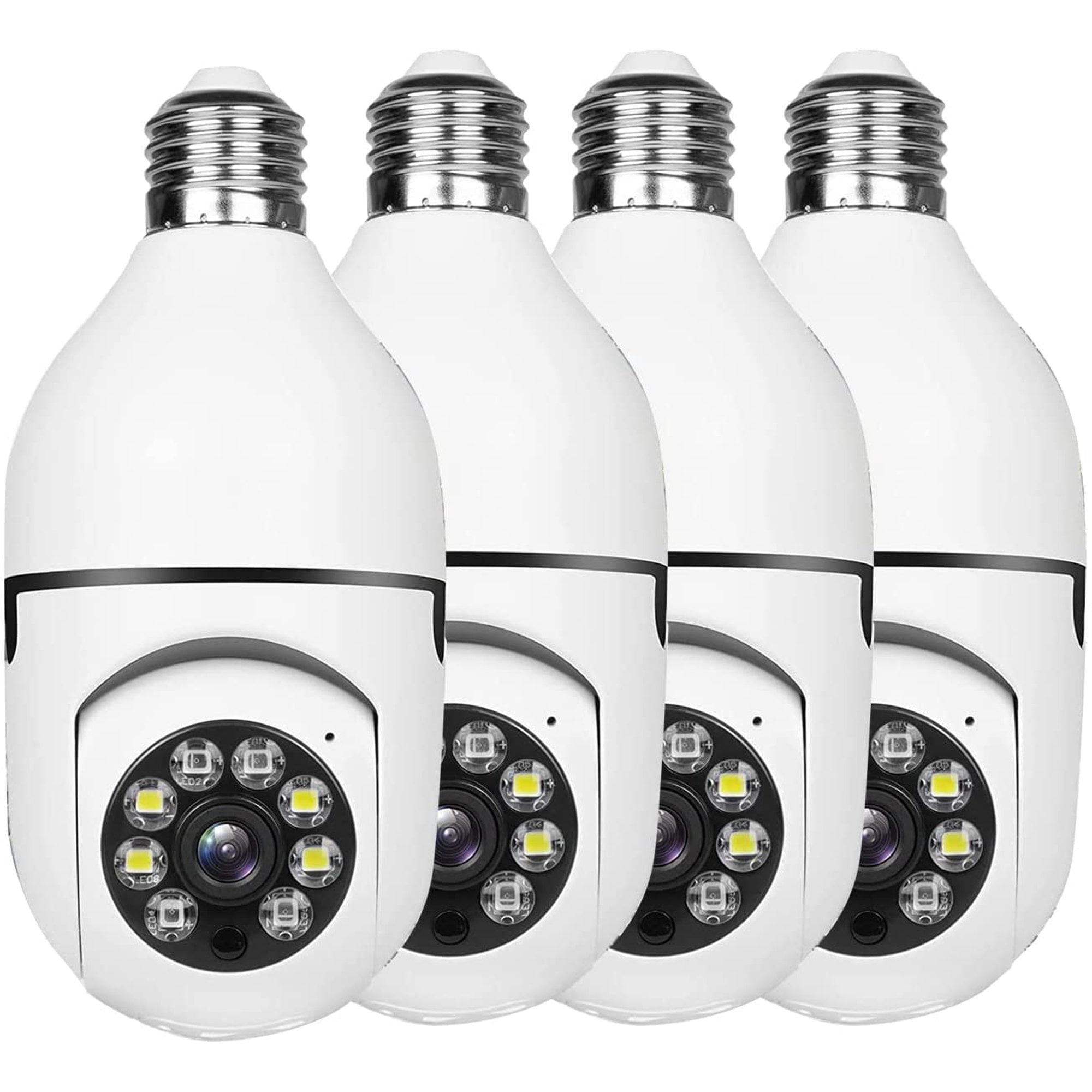 4 Pack Wireless Security Camera Light Bulbs, 2.4G & 5G WiFi Outdoor
