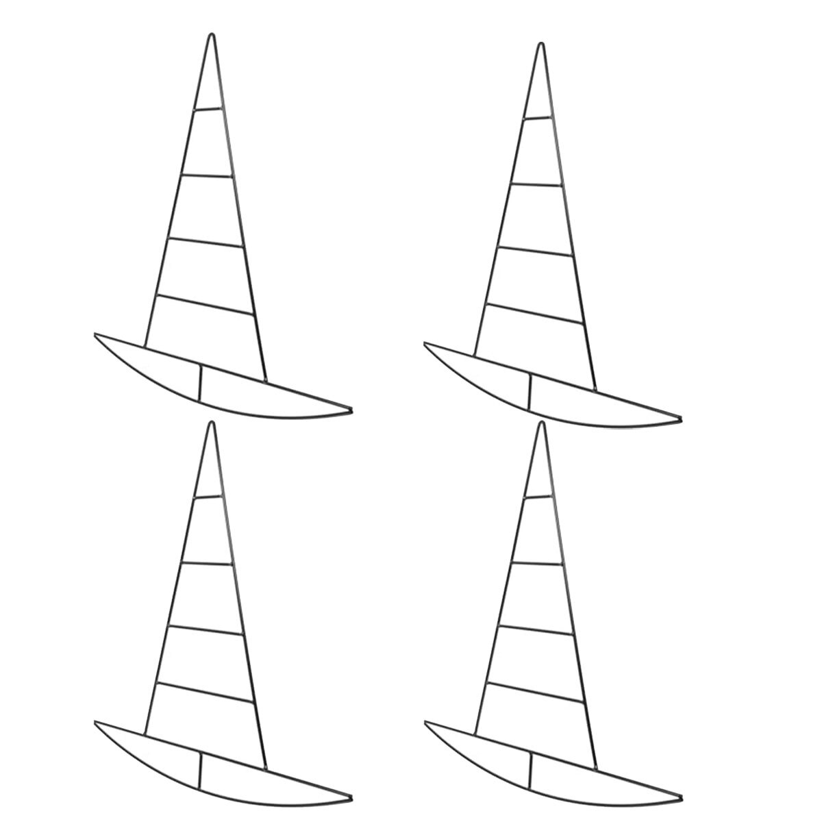 4PCS Wire Wreath Frames Metal Witch Hat Wreath Form Halloween