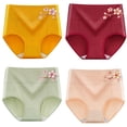 thumbnail image 1 of 4 Pack Women Briefs,High Waist Panties,Abdomen Panties,Floral Printed Briefs,Elastic Loose Panties,Female Breathable Underpanties,Menstrual Period Underwear, 1 of 6