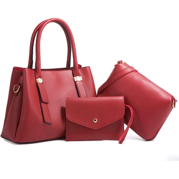 4 Pack Women Handbag Set Soft PU Leather Top Handle Bags Purse Set Tote Bag Shoulder Bags Crossbody Bag Clutch