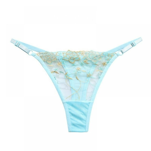 4 Pack Women Lace Embroidery Thong Sexy Side Tie Adjustable Mesh G-String Low Rise Panties Underwear