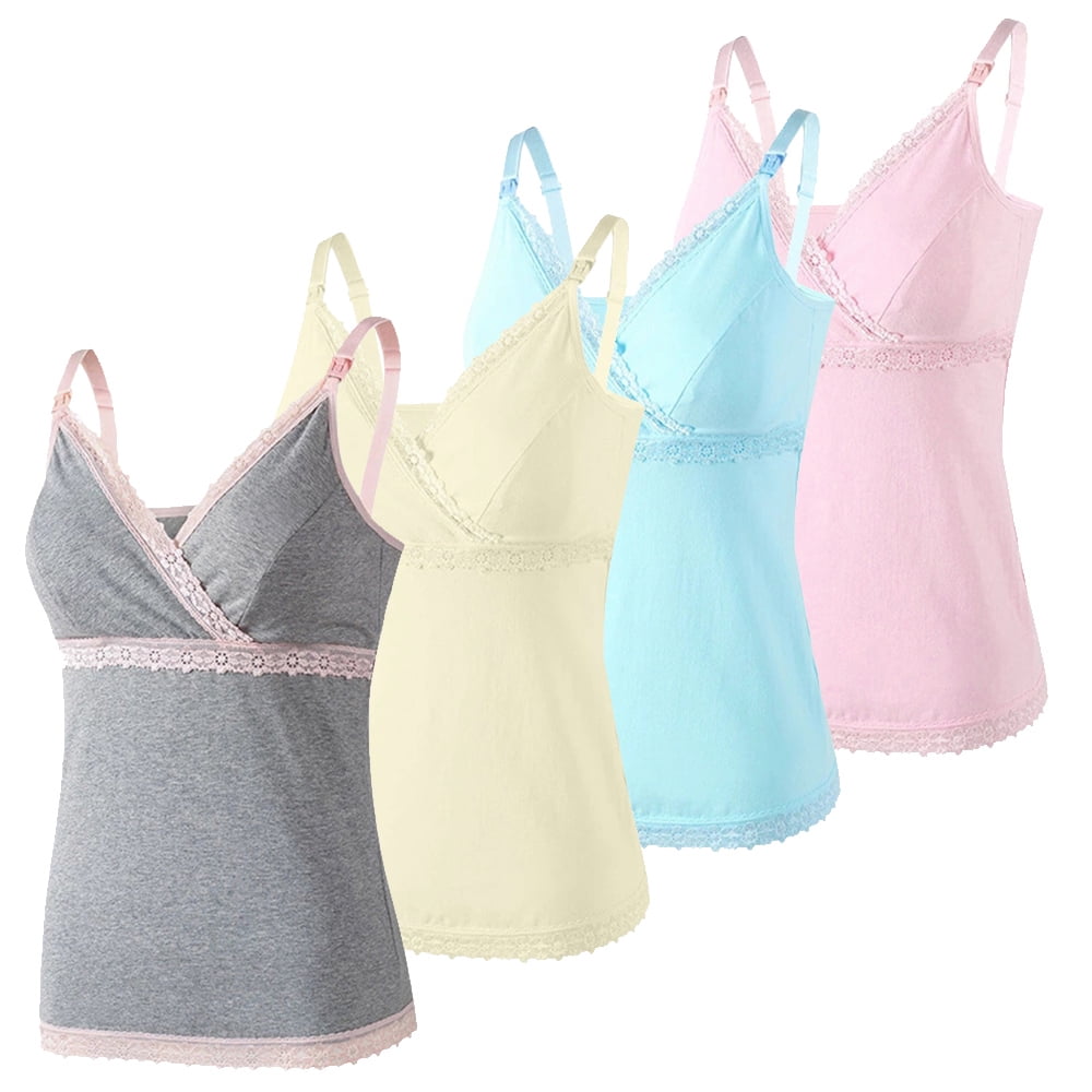 4 Pack Women Nursing Tank Top Comfy Maternity Wireless Breastfeeding Camisole Pregnancy Vest