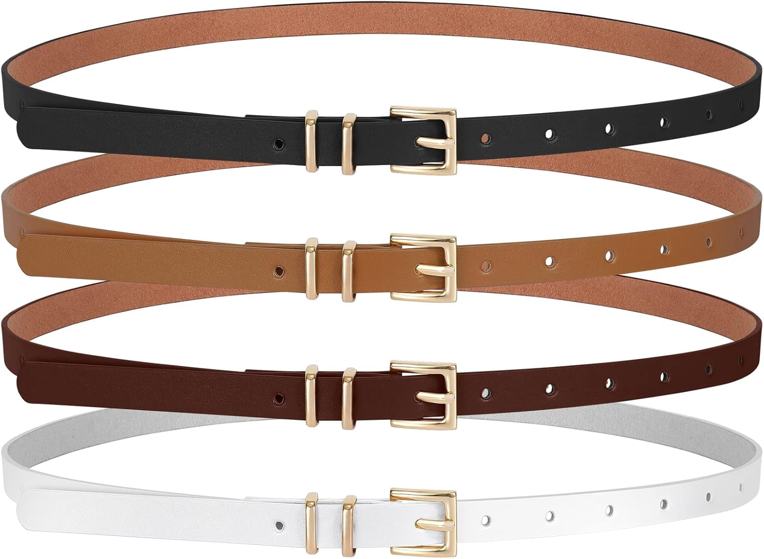 4 Pack Women Thin Belts for Jeans Dresses Coats Skinny Women  display picture 3
