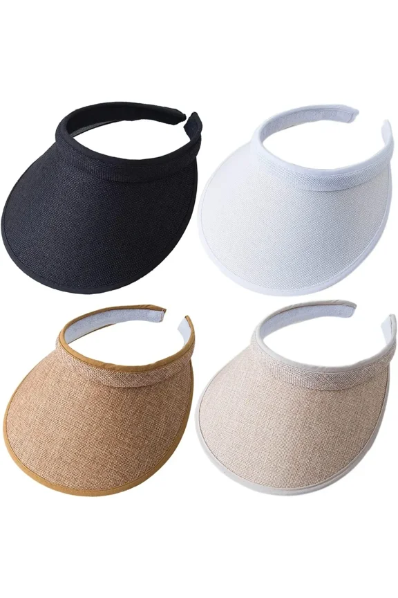 4-Pack Women Wide Brim Sun Visor UV Protection UPF50+ Hat Golf Visor with Clip summervibes