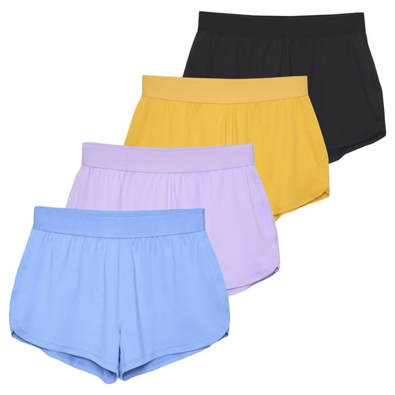 4 Pack Women's 3" Dry-Fit Dolphin Running Shorts with Pockets - Athletic Gym Workout Basketball Sports Shorts