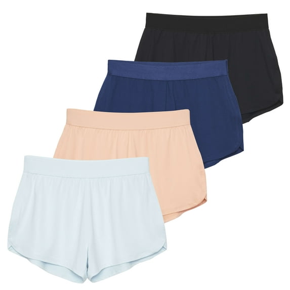 4 Pack Women's 3" Dry-Fit Dolphin Running Shorts with Pockets - Athletic Gym Workout Basketball Sports Shorts