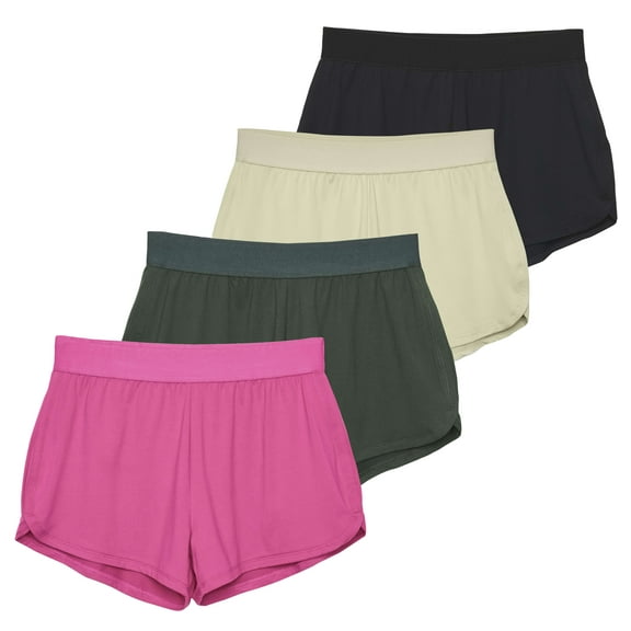 4 Pack Women's 3" Dry-Fit Dolphin Running Shorts with Pockets - Athletic Gym Workout Basketball Sports Shorts