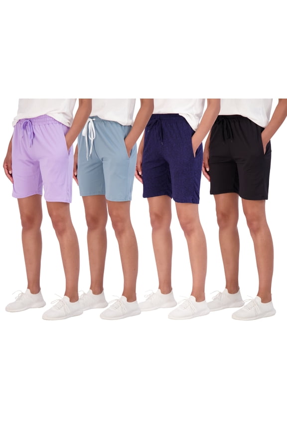 4 Pack: Women's 7" Bermuda Long High Waisted Shorts With Pockets - Casual Running Workout Athletic (Available In Plus)
