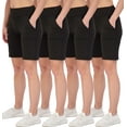 thumbnail image 1 of 4 Pack: Women's 7" Bermuda Long High Waisted Shorts With Pockets - Casual Running Workout Athletic (Available In Plus), 1 of 6